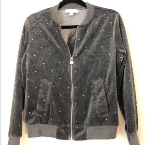 Michael Kors Jacket in color gray size medium with rhinestones